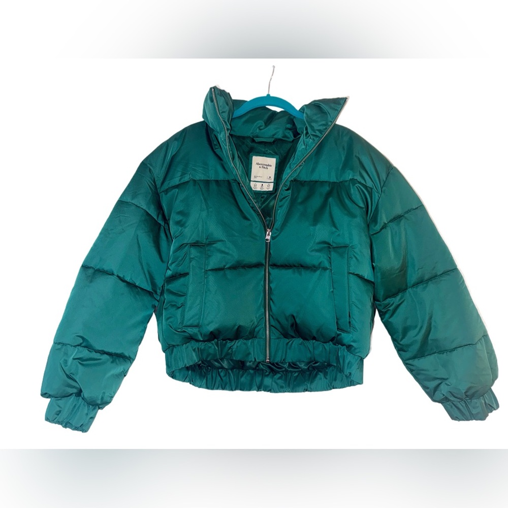 Abercrombie Emerald Green Mini Puffer Jacket- Size Medium